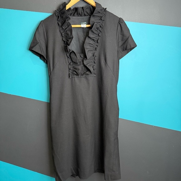 J. Crew Black Ruffled Dress Wool blend size 6 - Picture 3 of 11